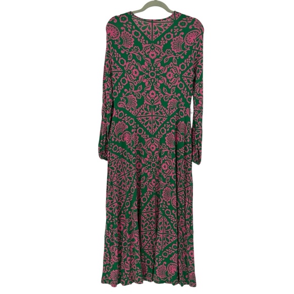 BODEN Women's Placement Print Jersey Dress Green Mosaic Terrace Size 10 - Picture 3 of 7